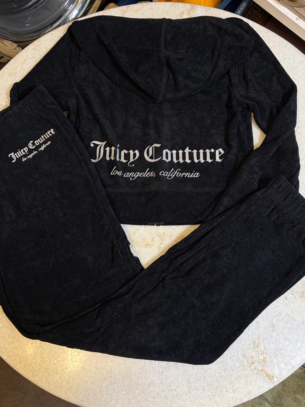 NWT Juicy Couture Terry Cloth Liquorice Tracksuit Joggers Set in size small